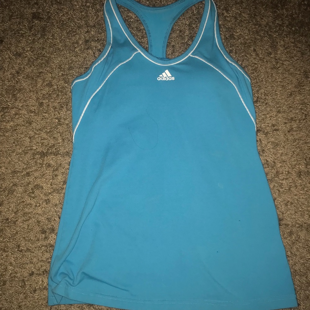 blue Adidas workout tank top